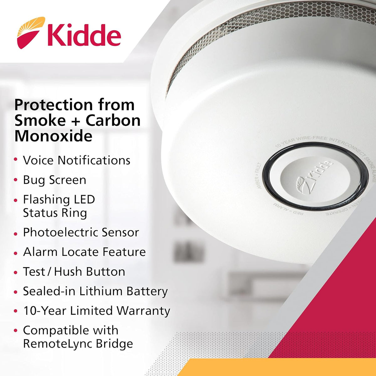 Hardwired Smoke & Carbon Monoxide Detector with Voice Alert V49971