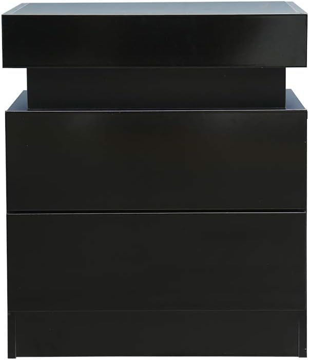 White 2 Drawer LED Nightstand F720558