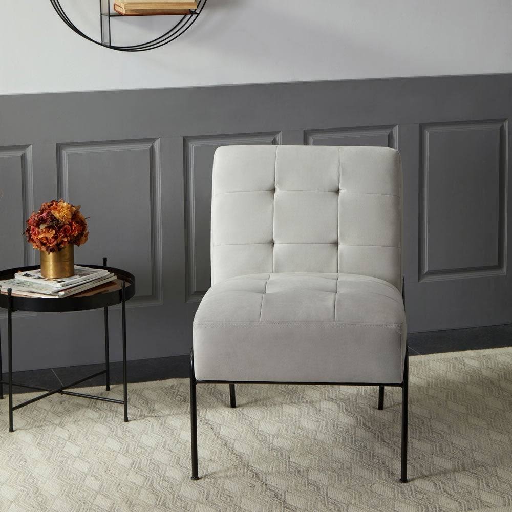 Walnut Faux Leather Armless Accent Chair S410