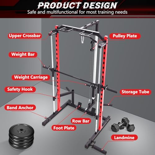 Smith Machine Squat Rack with LAT-Pull Down and Cable Crossover L555076