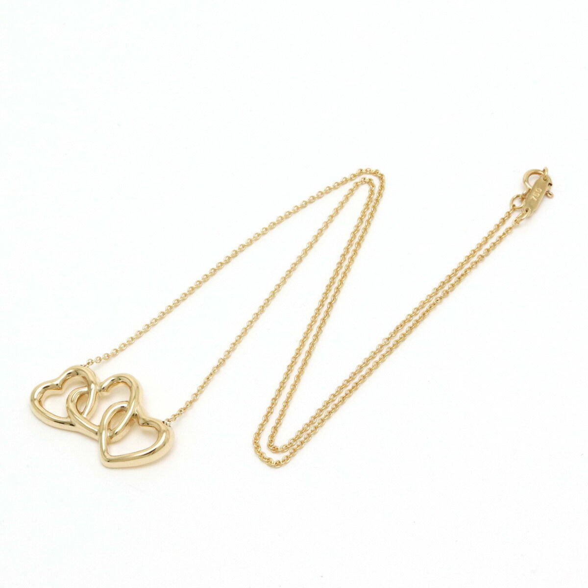 Tiffany Triple Open Heart Pendant Necklace Yellow Gold Q2341