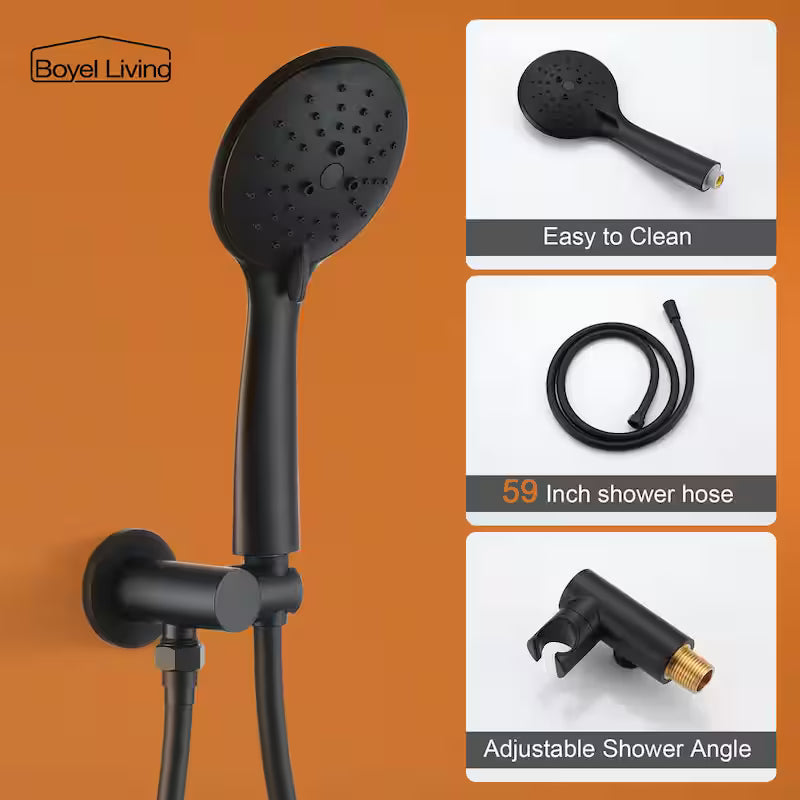 12 in. Wall Mount Dual Shower Heads with Valve in Matte Black W286347