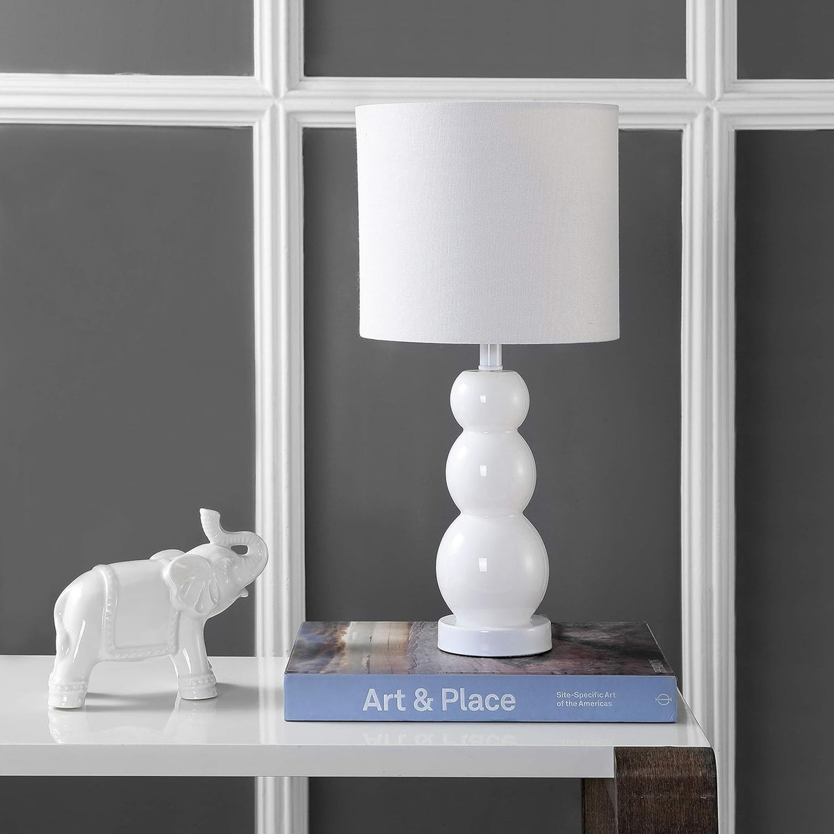 White Glass 19-inch Table Lamp H54929