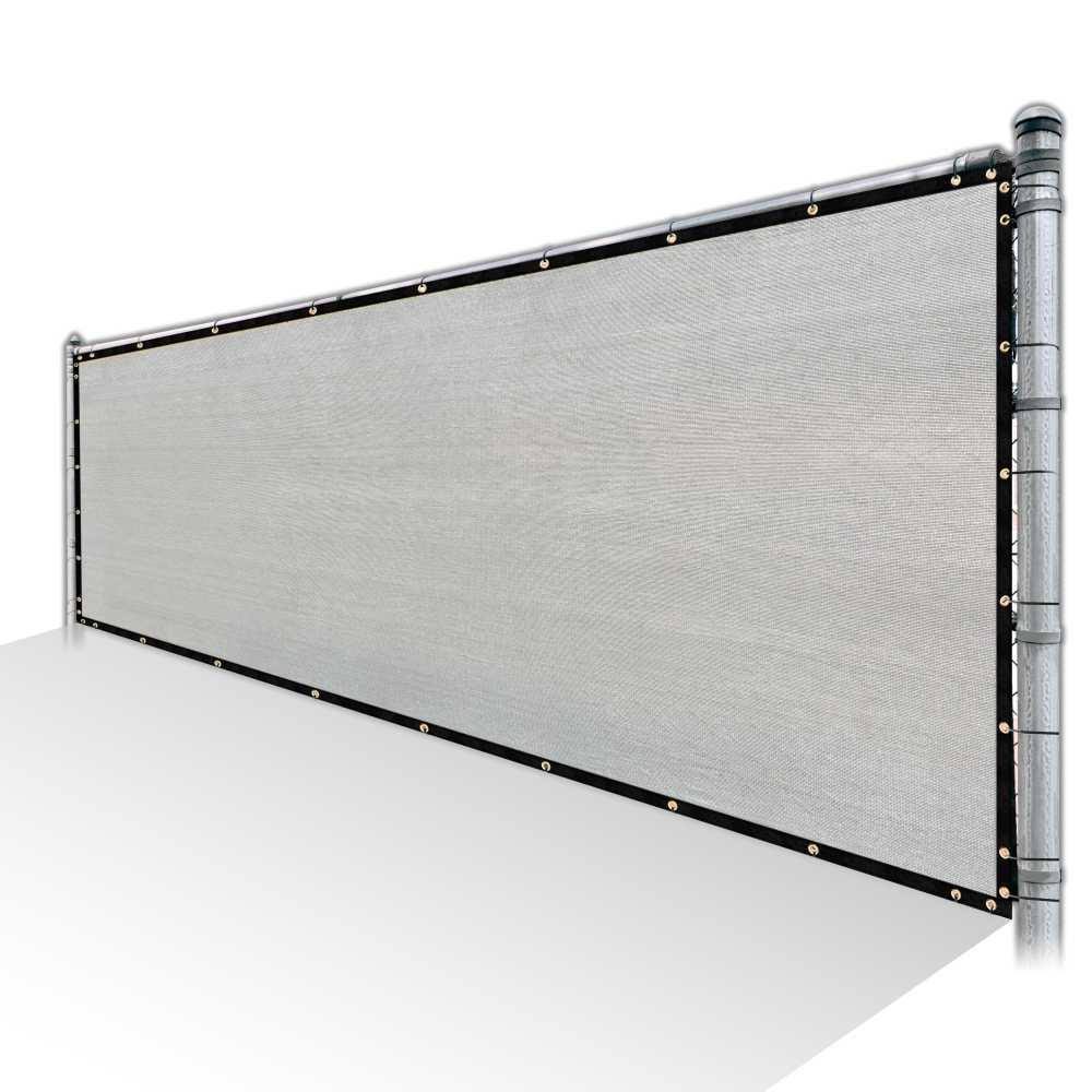 Grey Privacy Fence Screen HDPE Mesh Windscreen with Reinforced Grommets X81004