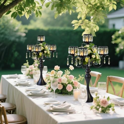 Black 5-Arm Crystal Pendant Candle Holder E62730