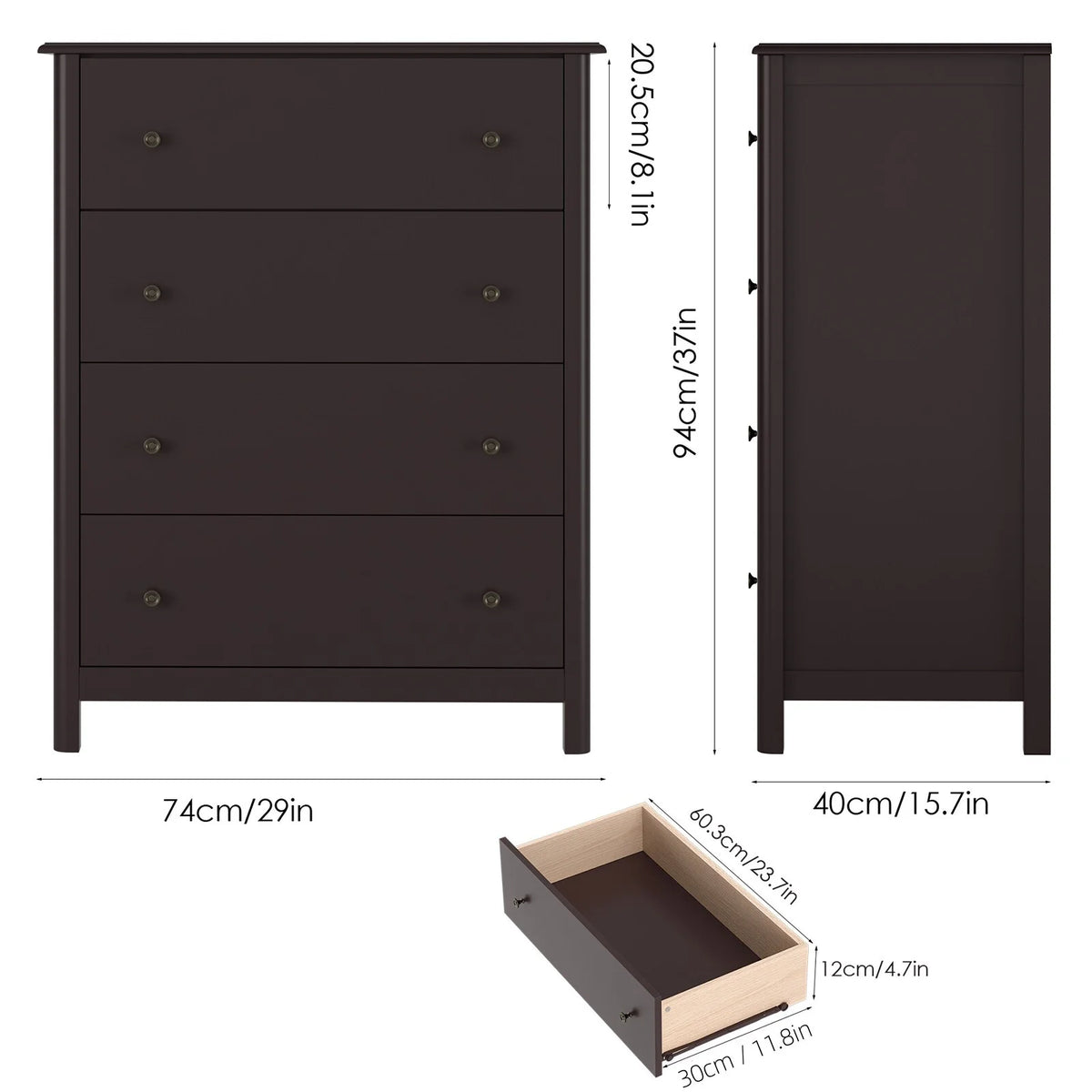 White 4 Drawer Wide Dresser L34642