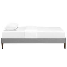 Twin Fabric Bed Frame with Squared Tapered Legs, Light Gray G101
