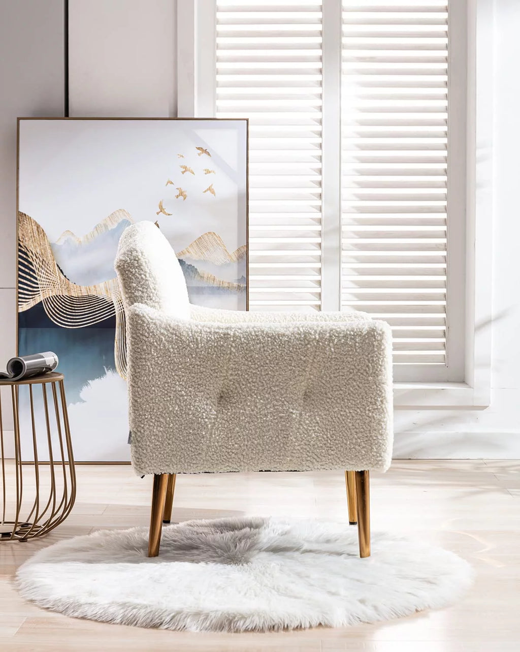 White Upholstered Accent Chair N5698