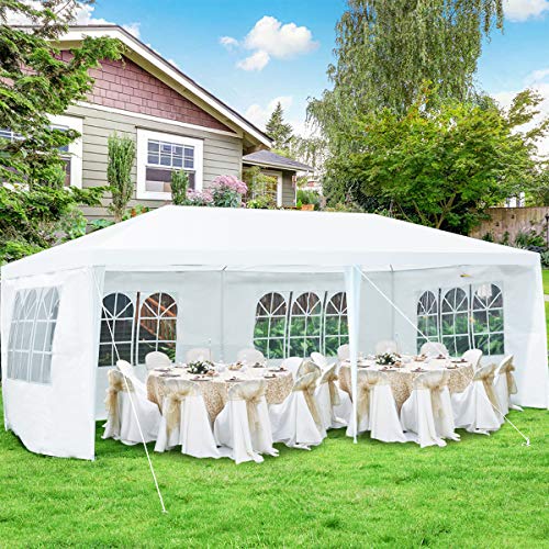 10'x20' White Canopy Tent with 6 Removable Sidewalls Q779