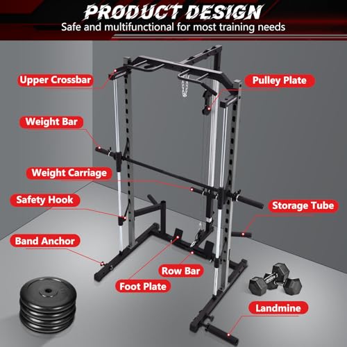 Smith Machine Squat Rack with LAT-Pull Down and Cable Crossover L555076