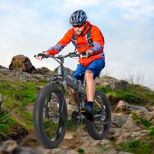 750W 48V 12AH 26" Fat Tire Full Suspension Foldable Electric Bike I10801