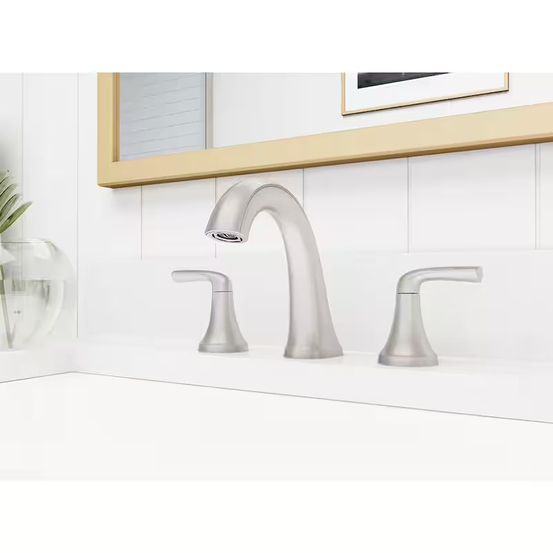 8 in. Widespread Double Handle Bathroom Faucet Brushed Nickel 2-Pack C853