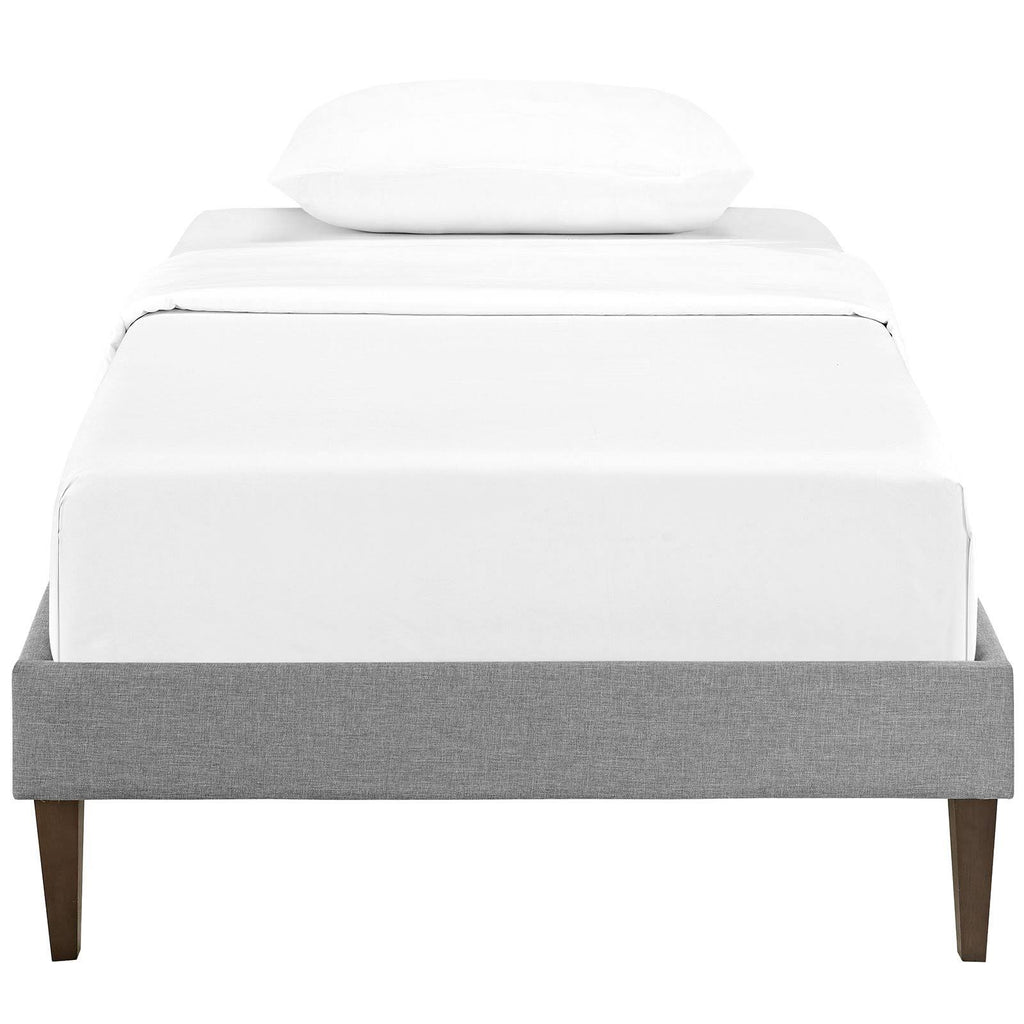 Twin Fabric Bed Frame with Squared Tapered Legs, Light Gray G101