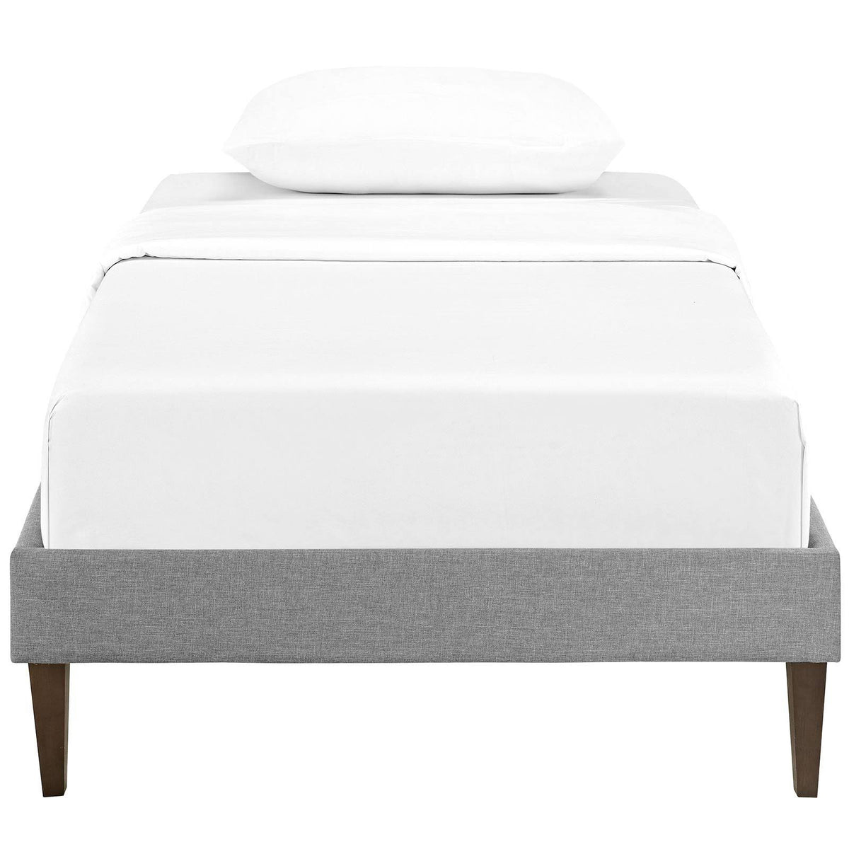 Twin Fabric Bed Frame with Squared Tapered Legs, Light Gray G101