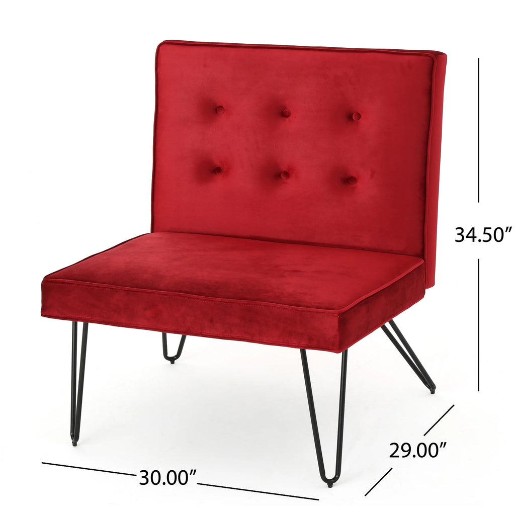 Berry and Black Velvet Accent Chair W530