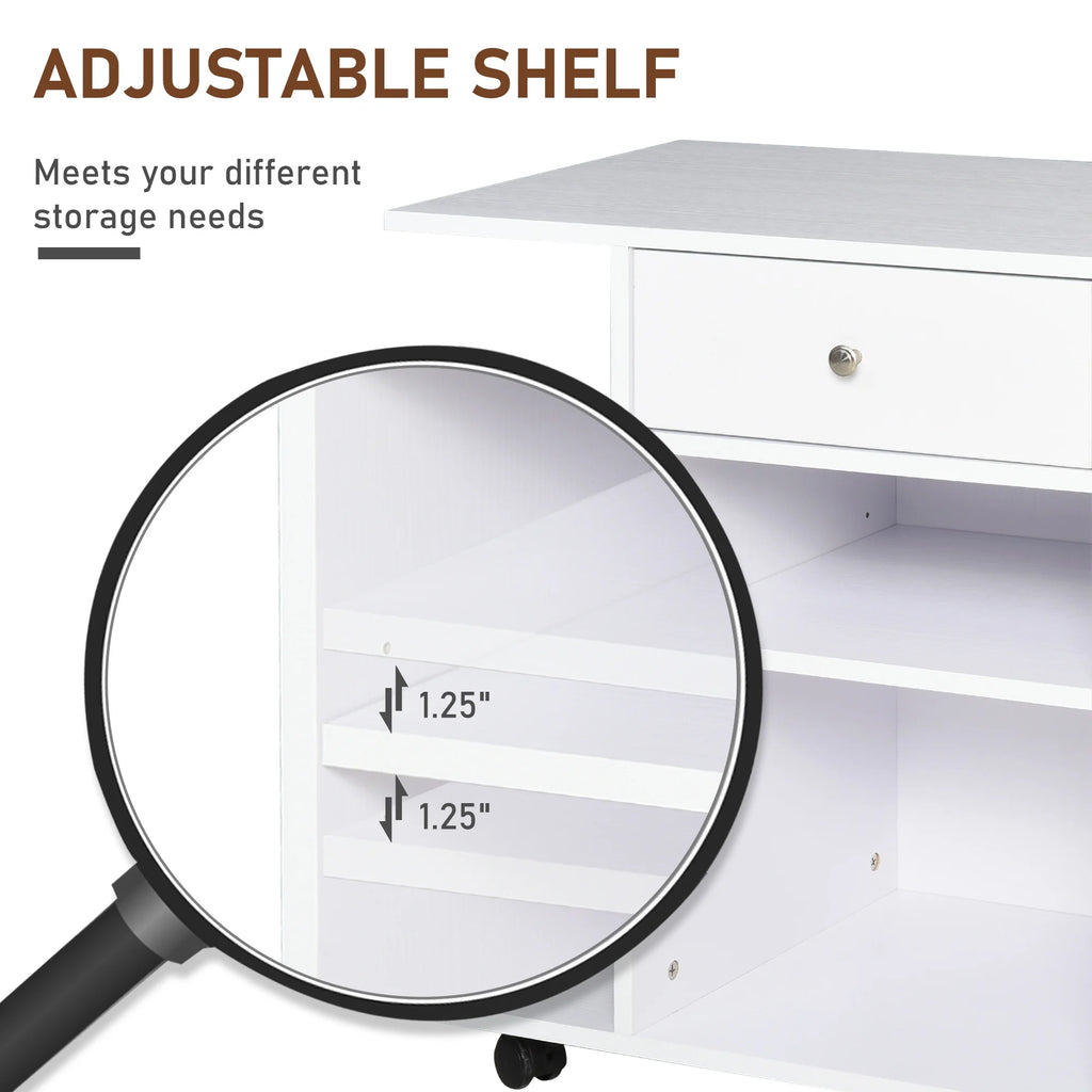 Printer Table Desk with Wheels and Adjustable Shelf E6508
