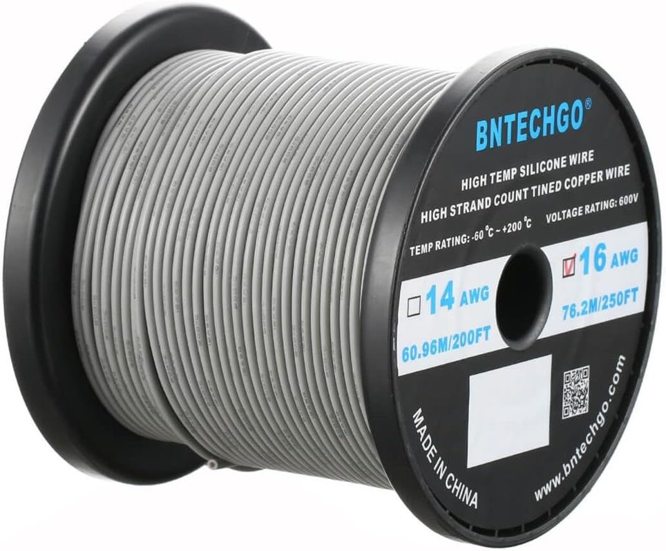 16 Gauge Silicone Wire Spool 500 ft Black Flexible 16 AWG Stranded Tinned Copper Wire E42993