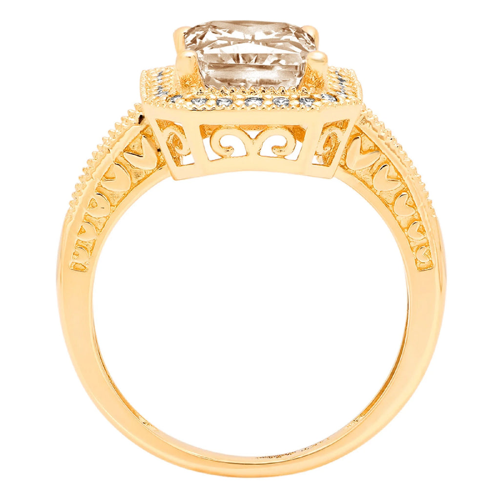 Champagne Simulated Diamond Halo Ring K408592