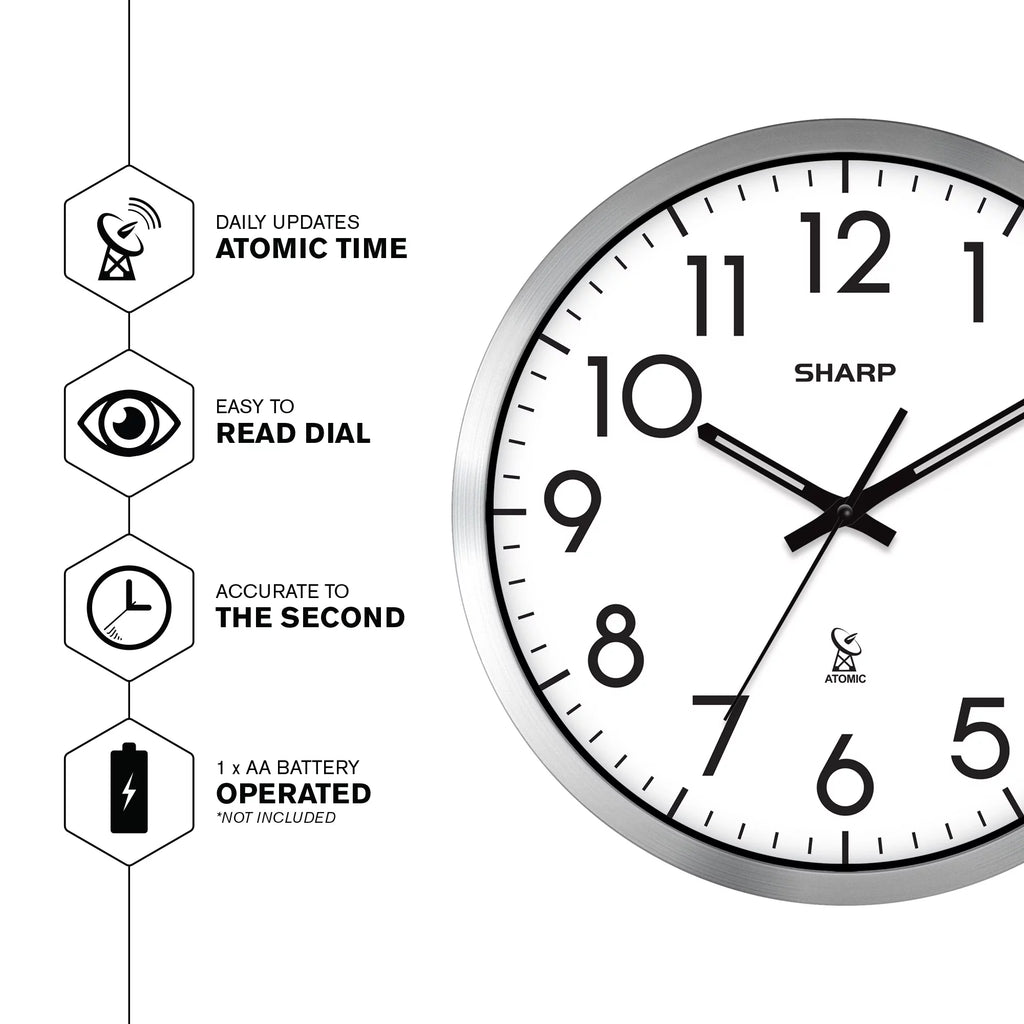 Silver Brushed Finish 12" Wall Clock L9792