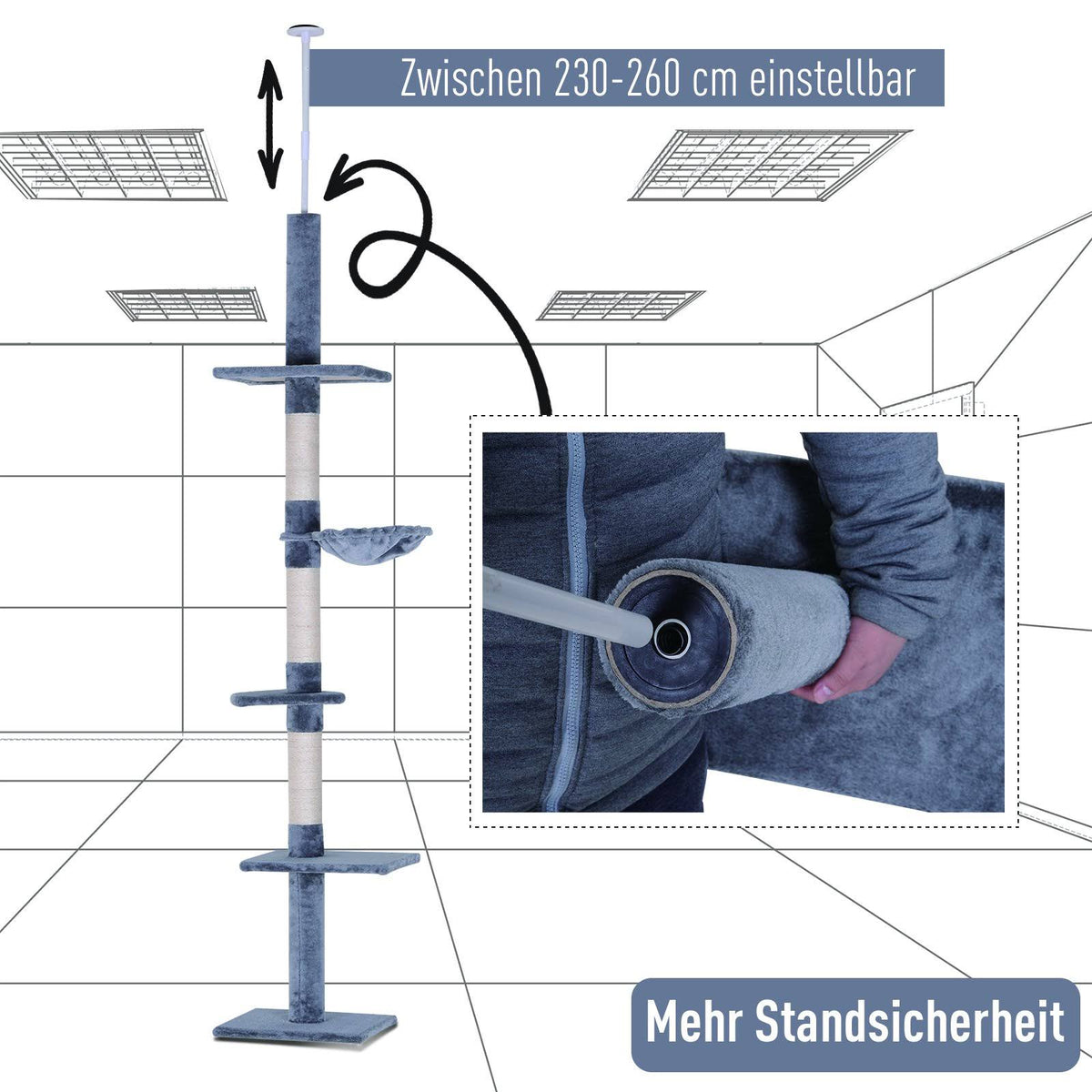 9 Adjustable Height Floor-To-Ceiling Vertical Cat Tree X51146