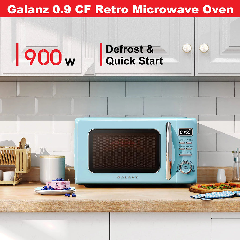Blue 0.9 cu ft Retro Countertop Microwave Oven O333