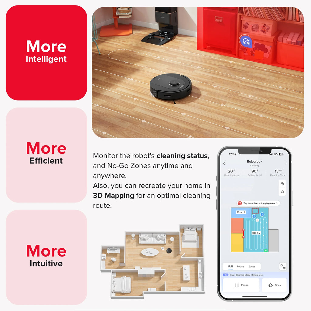 Robot Vacuum and Mop with Auto-Empty Dock J8527