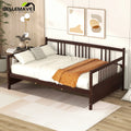 Full Size Espresso Wood Daybed Frame with Slats and Headboard S5856