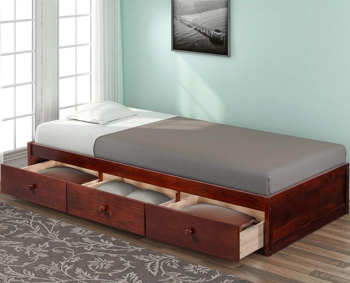 Twin Platform Bed with 3 Drawers (Espresso) J673257