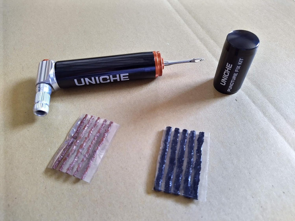 CO2 Inflator Tubeless Tire Repair Tool Kit with Storage Canister, Insertion Tool and Plugs E10982