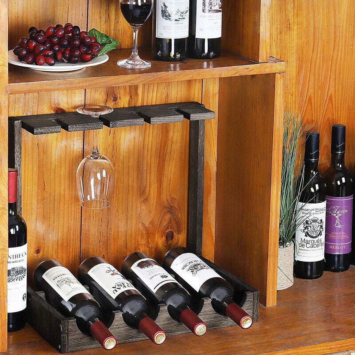 Countertop Wine Rack with 4 Glass Holder Q816