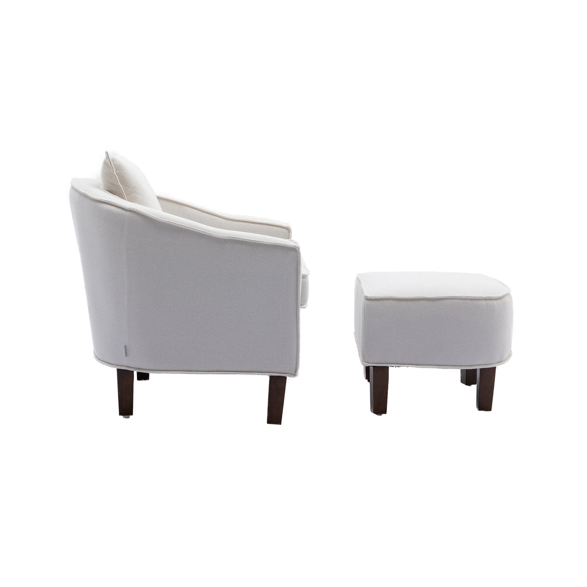 Beige Linen Upholstered Accent Chair with Ottoman R922