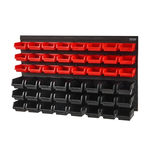 48-Bin Wall Mounted Storage Bins Parts Rack Organizer with Wall Panels Q913080
