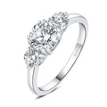 3 Stones 1ct Moissanite Engagement Ring, 925 Sterling Silver, Round Cut, Size 5-9 K255
