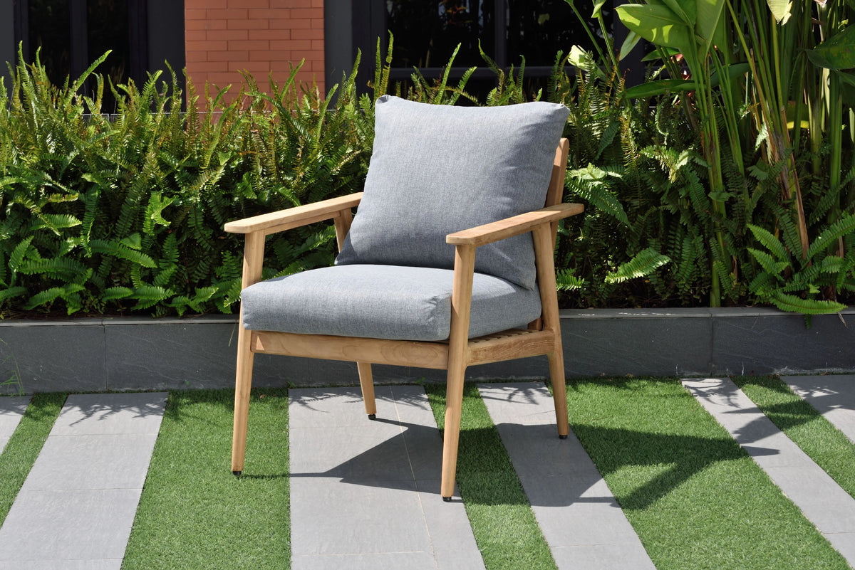 Teak Patio Armchair With Olefin Cushion E5721