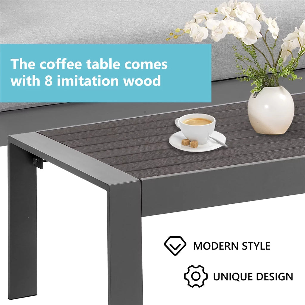 4 Pieces Aluminum Outdoor Sofa Set with Coffee Table Y643050