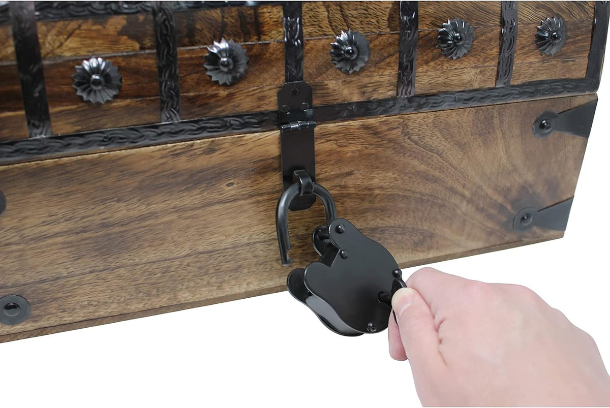 Pirate Treasure Chest with Iron Lock and Skeleton Key, X-Large 16 x 11 x 10.5 O72184
