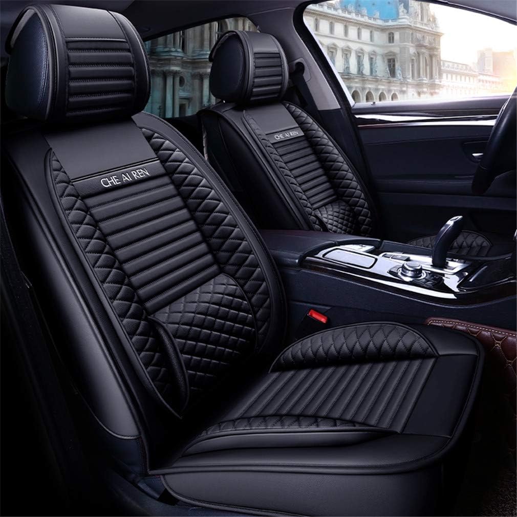 5 Car Seat Covers Full Set Waterproof Faux Leather Black N539