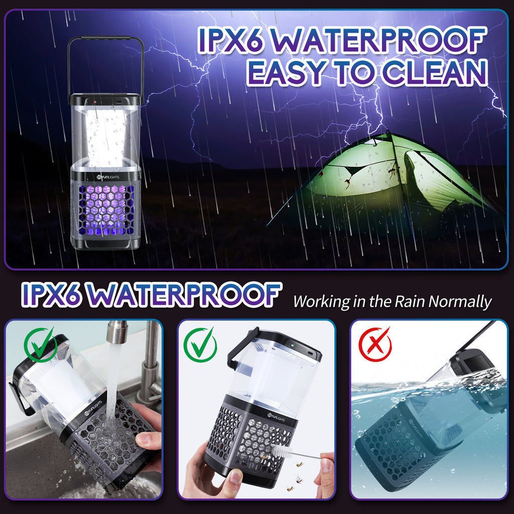 Solar Mosquito Zapper Camping Lantern Bug Zapper Lamp Portable Tent Lamp 2 in 1 Function Bug Zapper Light for Outdoors O1153
