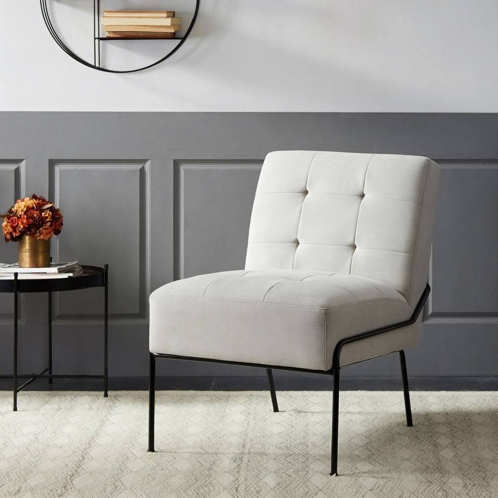 Walnut Faux Leather Armless Accent Chair S410