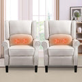 Set of 2 Beige Wingback Recliner Chair with Massage and Heat H981