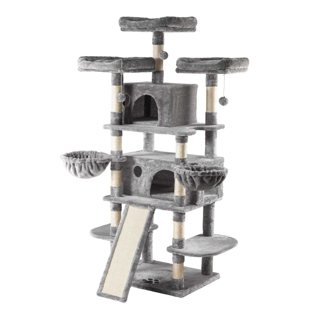 68 Inches Multi-Level Cat Tree with Cat Condo Plush Perches Sisal Scratching M3436