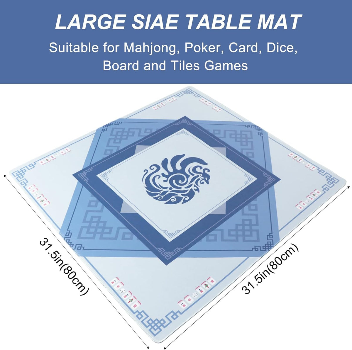 166 Quality White Tiles Mahjong Game Set with Blue Printed Carrying Bag C238004