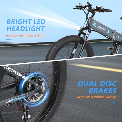 750W 48V 12AH 26" Fat Tire Full Suspension Foldable Electric Bike I10801