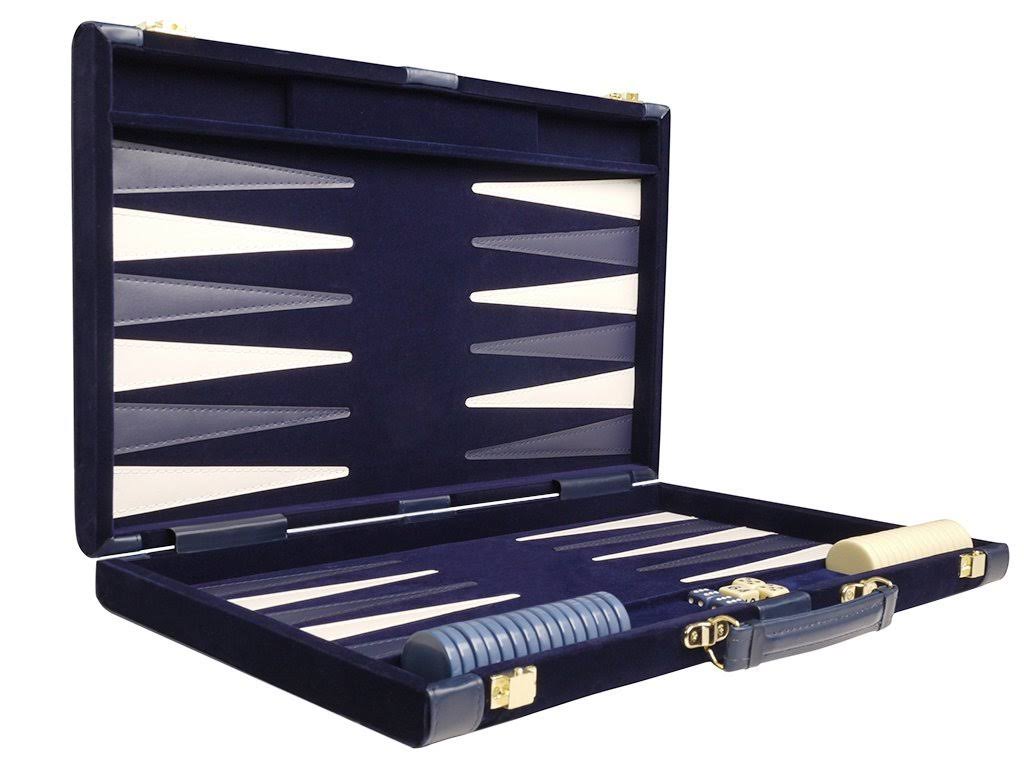 Deluxe Backgammon Set Board Game (Blue - 18x12) G159