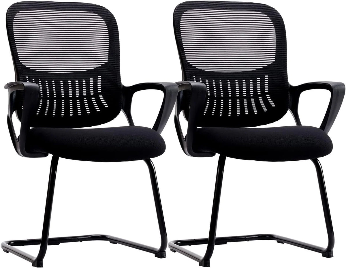 Black Mesh Ergonomic Computer Desk Chair Set of 2 D3752