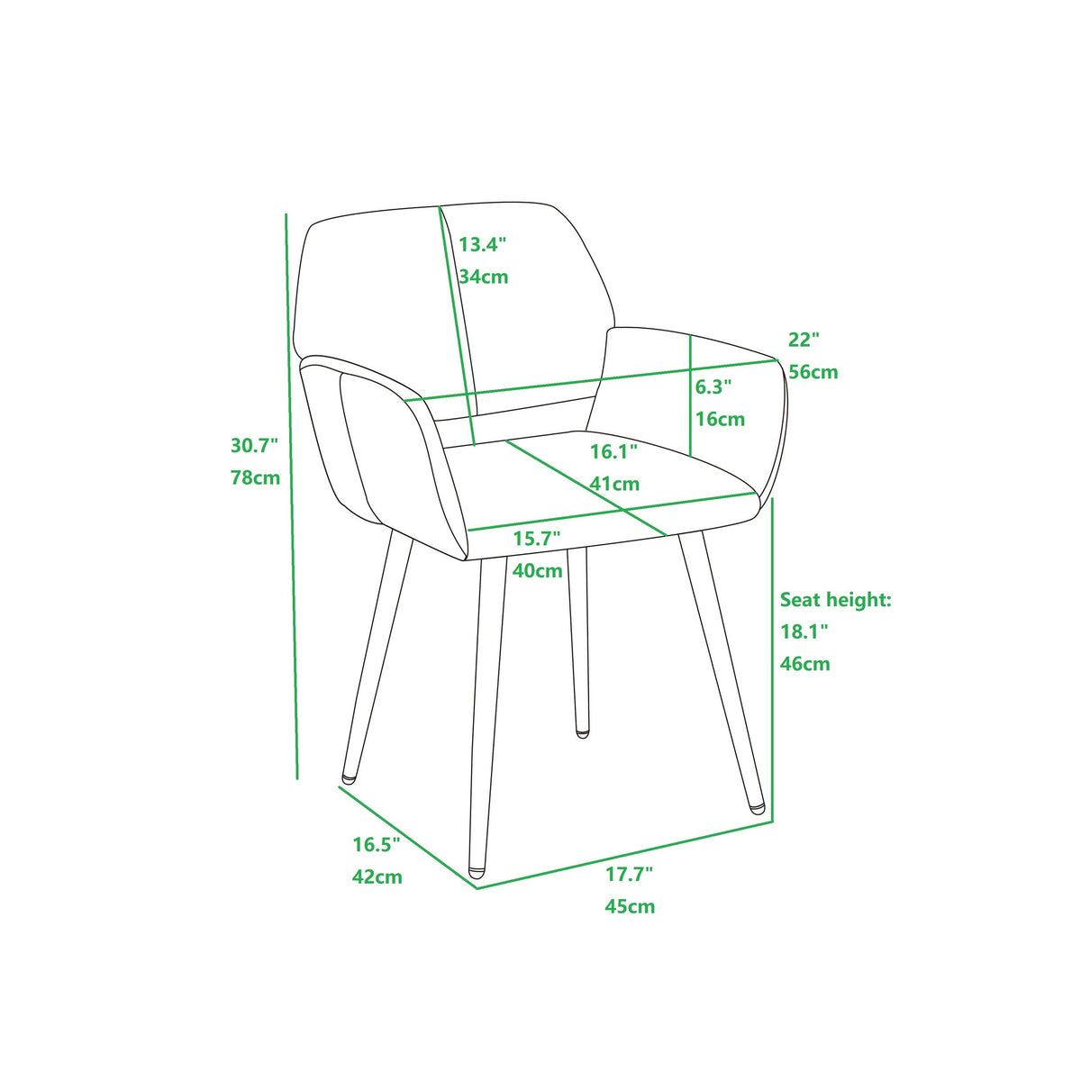 Gray Upholstered Dining Chair with Wood Legs C94352
