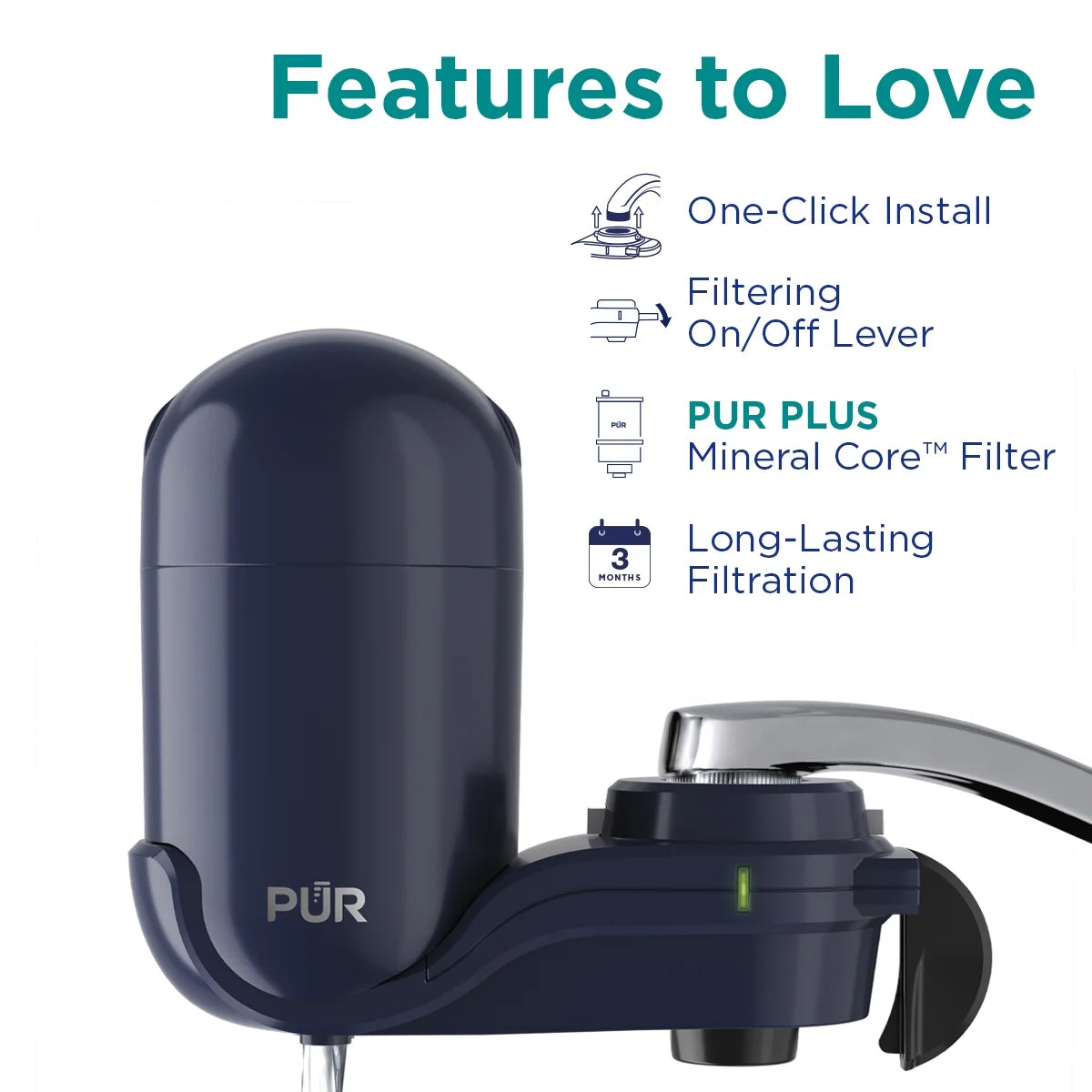 Faucet Mount Water Filtration System, Vertical, Indigo Q1823
