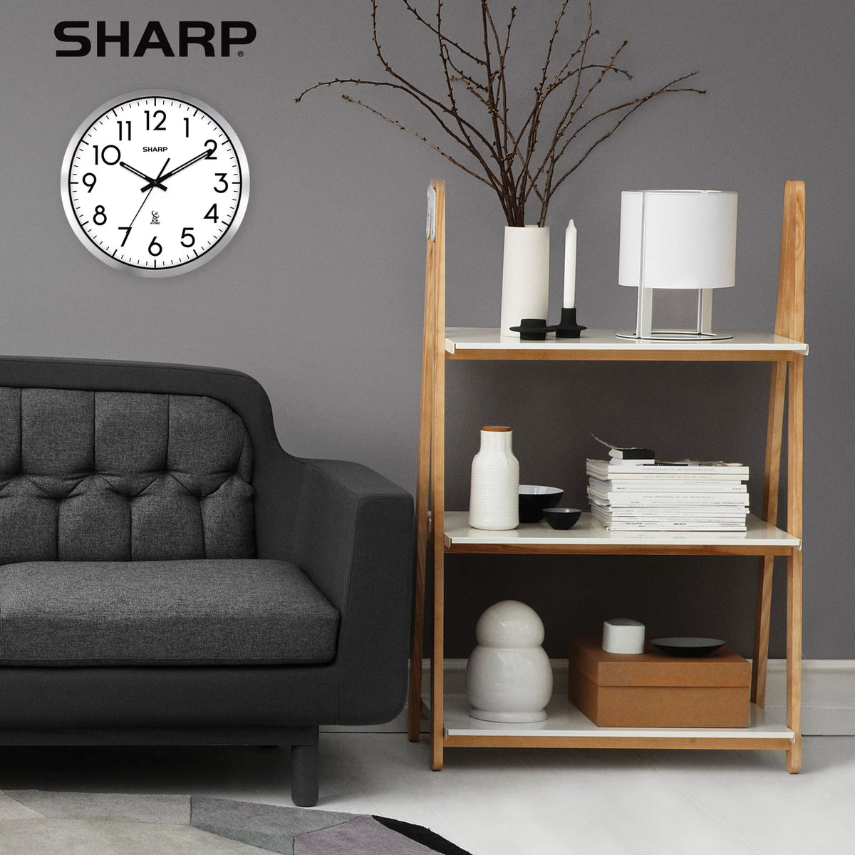 Silver Brushed Finish 12" Wall Clock L9792