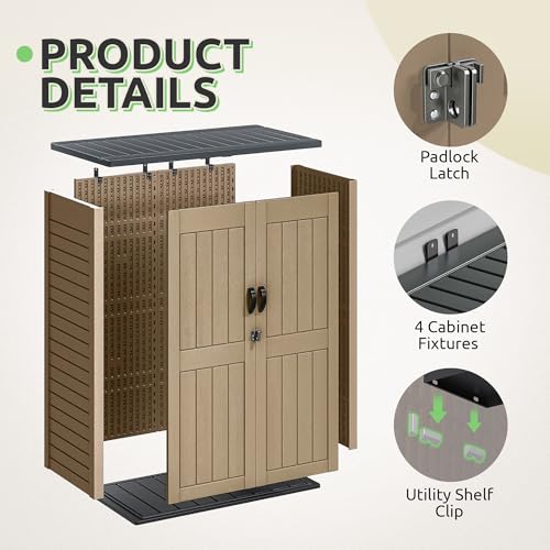 Brown Resin Vertical Outdoor Storage Shed, 59 Cubic Feet Z374