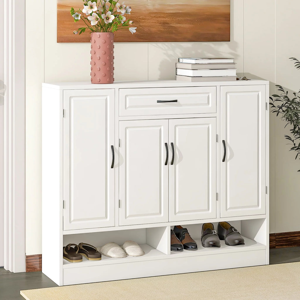 White 8 Adjustable Shelves Shoe Storage Cabinet I645406
